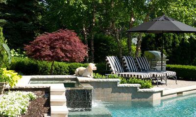 Home with pool and outdoor living space.