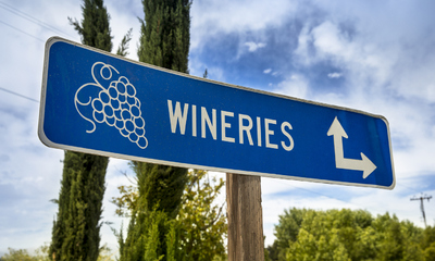 Road sign Wineries
