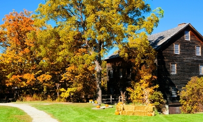 Ontario Autum countryside scene with wooden mill house